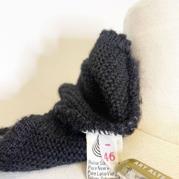 Vintage 90s Womens 46 Alphorn Trachtenmode Wool Coin Button Vest Jacket Black - Picture 9 of 16